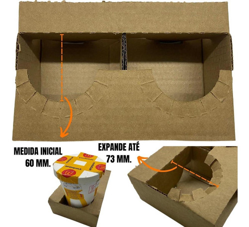 Suporte Porta Copos De Papelão Para 2 Copos Delivery 50 Unid