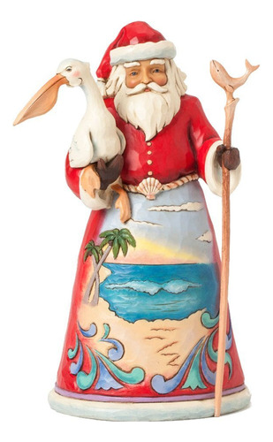 Enesco Jim Shore Heartwood Creek Beach Santa Con Figura De P