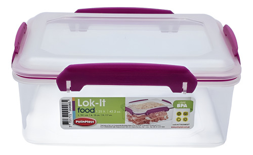 Hermético Rectangular Alto 1,25 Litros Polinplast Color Violeta