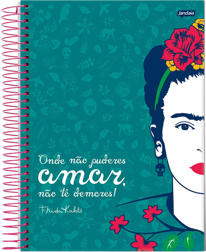 Caderno Espiral Frida Kahlo Jandaia 1 Materias 80 Folhas