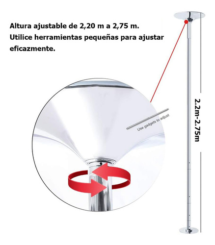 Tubo Portatil Para Pole Dance Ejercicio Sensual Gym Fijo Y G