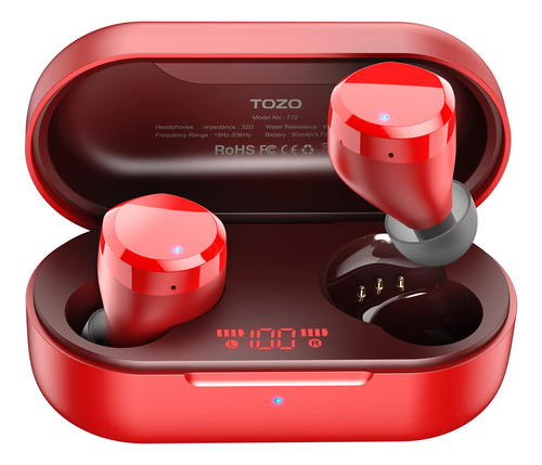 Audífonos Inalámbricos Tozo T12 Con Bluetooth Rojo 