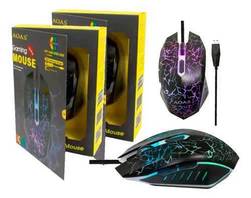 Mouse Gamer Alambrico Con Luz Led - Aoas - 10 Pza