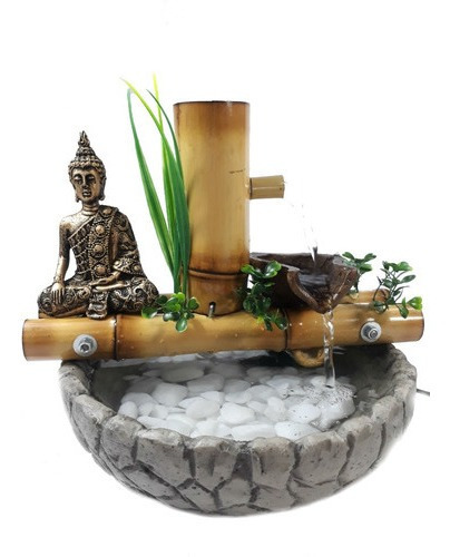 Imagem 1 de 1 de Fonte Água Cascata Buda Hindu Em Bambu Tratado 