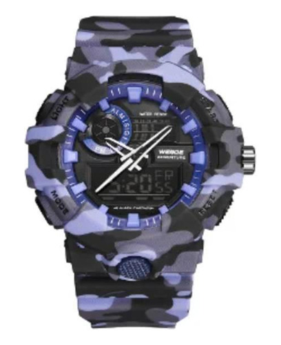 Relógio Masculino Weide Anadigi Wa3j8007 - Azul Camuflado