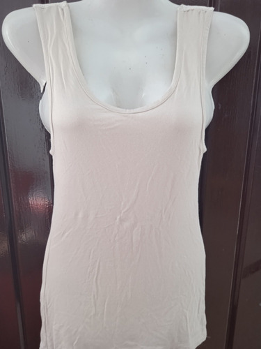 Musculosa Dama Talle M Modal Beige Con Puntilla 