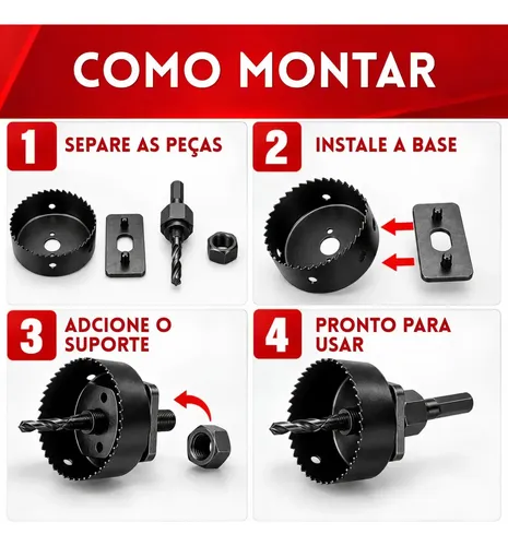 Jogo Serra Copo 16 Peças 19mm A 127mm Para Madeira Gesso Pvc Mdf Compensado Kit Completo Para Furadeira Conjunto De Serras Para Perfuração E Corte Circular Em Obras Reformas Marcenaria E Instalações: imagem 4