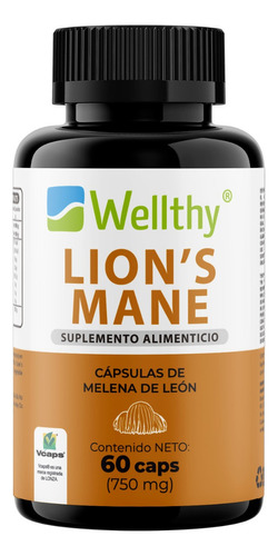 Wellthy Lions Mane Melena De Leon 60caps Sabor Neutro