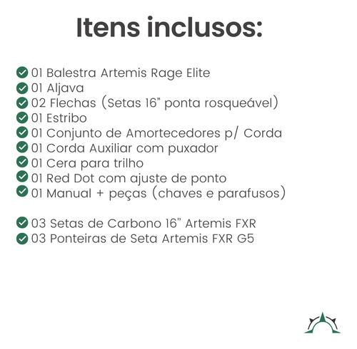 Arco Balestra Rage Elite Besta Crossbow Artemis Flecha Caça