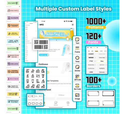 Label Maker Vretti Hp2 Portátil Bluetooth Con Múltiples Plan