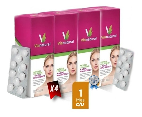 Colágeno Antiage +acido Hialurónico + Vita  C Via Natural X4