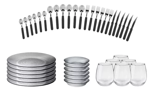 Set Vajilla Completa Platos Duralex Vasos Cubiertos 6 Pers.