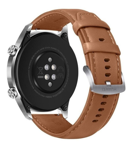 Imagen 3 de 4 de Huawei Watch GT 2 Classic 1.39" caja 46mm de metal y plástico stainless steel malla pebble brown de cuero LTN-B19