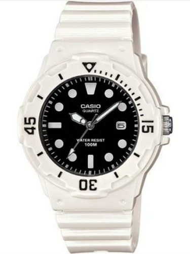 Reloj Casio Lrw-200h-1evdf Mujer 100% Original Correa Blanco Bisel Blanco Fondo Rosa