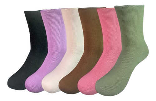 6 Pares De Calcetas Afelpadas Para Mujer, Algodón
