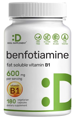 Benfotiamina 600 Mg Por Por Porción, 180 Cápsulas 3v3jg