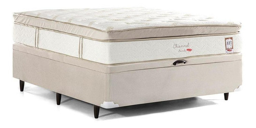 Cama Box Baú Suede Casal Herval Channel Bambu, Mola Ensacada Cor Branco