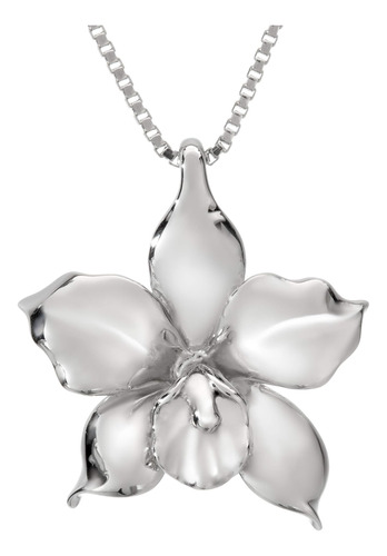 Collar Con Colgante De Flor De Orquídea De Plata De Ley 925 