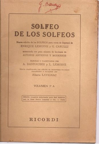 Imagen 1 de 1 de Solfeo De Los Solfeos - Lemoine - Ricordi