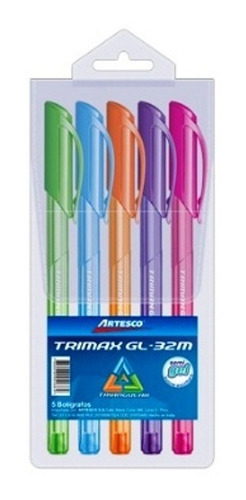 Boligrafo Artesco (7070450) Trimax Gl-32m De Colores X5 Blis