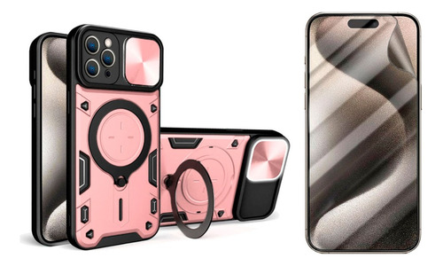 Estuche Proteccion Camara Con Soporte Para iPhone + Hidrogel