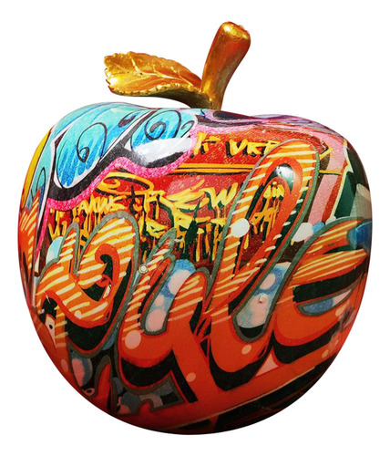 Ft Escultura Colorida, Manzana Pintada A Mano El