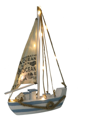 Vela Madera Led Diseño Barco Mediterraneo Nautico Miniatura