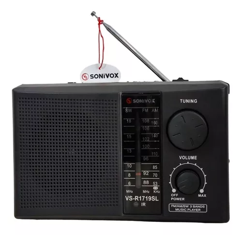 Radio solar recargable negro/rojo Nano-tec