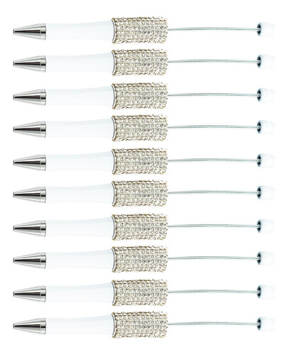 10x Bolígrafos Con Cuentas, Bolígrafos De 1,0mm, Blanco