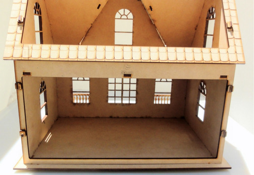 Imagen 3 de 10 de Casita De Muñecas - Mdf / Fibrofacil + Set Muebles X21