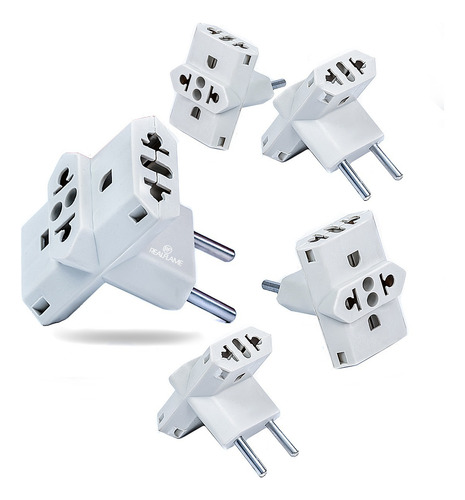Kit 05 Plug Adaptador De Tomada T Benjamin Com 3 Saídas 110v/220v