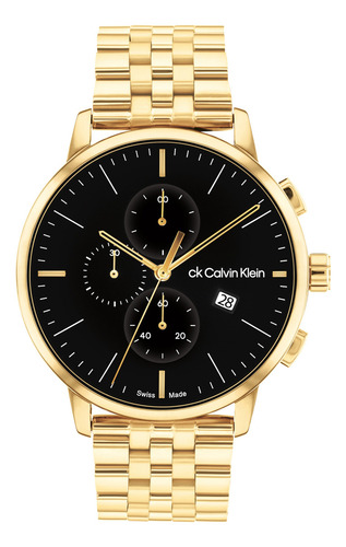 Reloj Calvin Klein Swiss Chrono Hombre 25000037 Dorado Fondo Negro