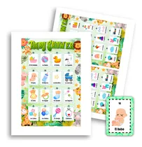 Comprar Lotería Baby Shower Niño Safari 200 Tablas Imprimibles Juego