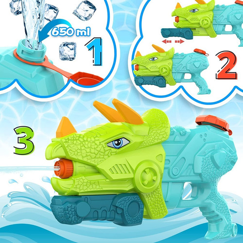 Pistola De Agua Dinosaurio Triceratops Juguete Pileta Niño