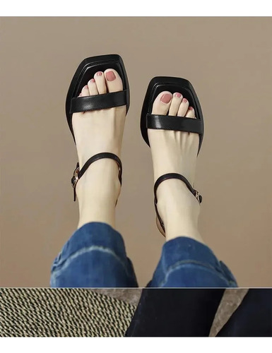 Sandalias De Tacón Alto De Mujer De Tacón Grueso Estilo Core