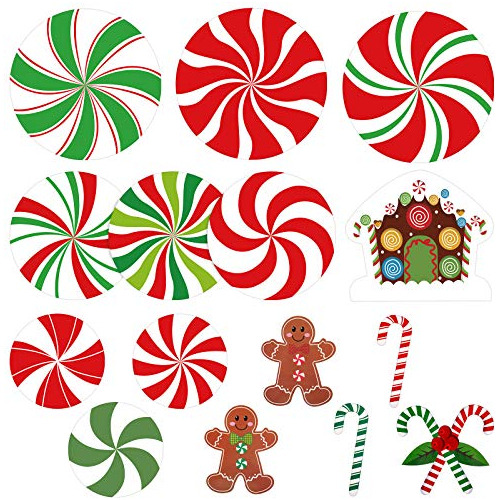 30 Pieces Christmas Peppermint Cutouts Xmas Candy Canes...