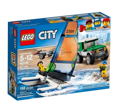 Lego City 60149 Com 198 Peças Jipe 4x4 Com Barco Catamarã