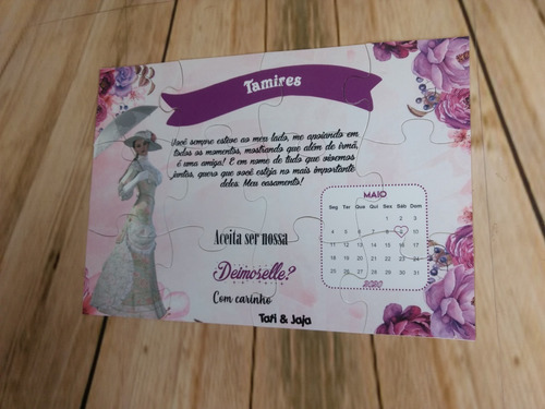 Convite Quebra Cabeças Demoiselle / Dama/ Pajem- 10 Unidades