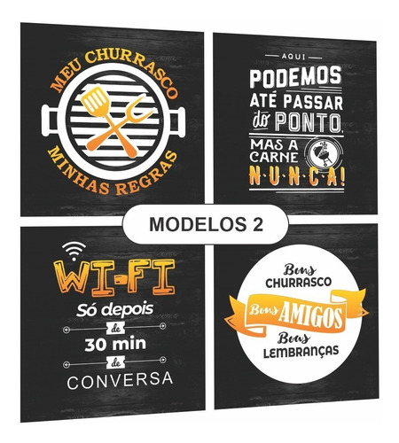 Imagem 2 de 2 de Quadros Espaço Area Gourmet Cantinho Churrasco Preto/amarelo