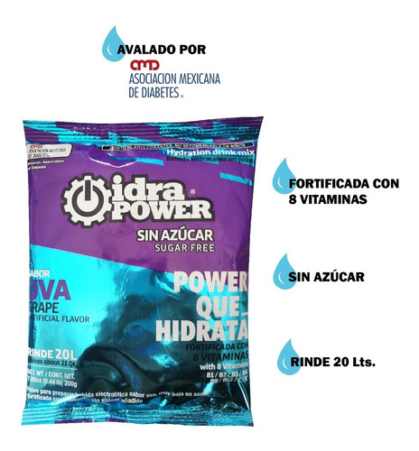 Idrapower, Electrolitos, Sin Azúcar, Suero Hidratante, 20 Lt