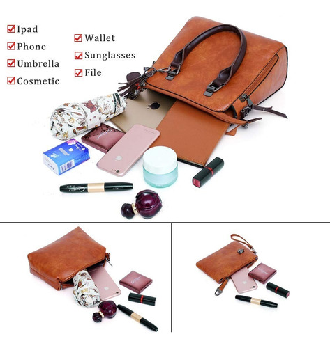 Sa De Set 4 Bolsas Mujer Moda Cartera Crossbody Bandolera