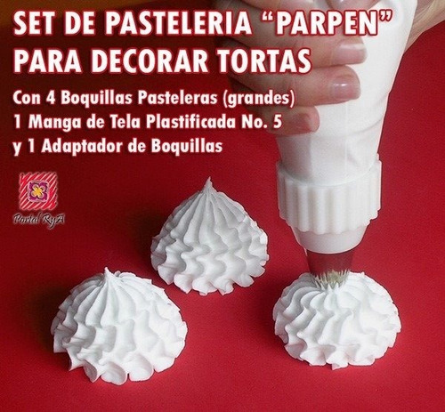 Imagen 4 de 8 de Set X 4 Boquillas Grandes, Cupla Y Manga Parpen