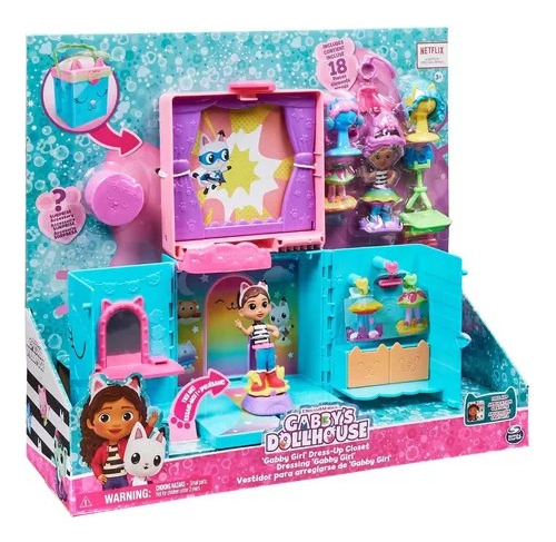 Brinquedo Gabby Dollhouse Playset Closet Arco-iris Cenário