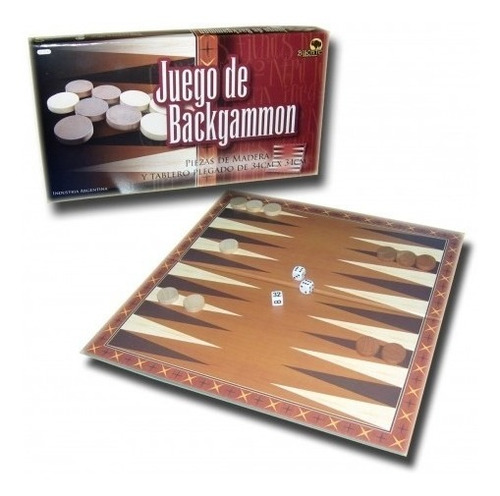 Backgammon Juego De Mesa Piezas Madera 34cm X 34cm Bisonte