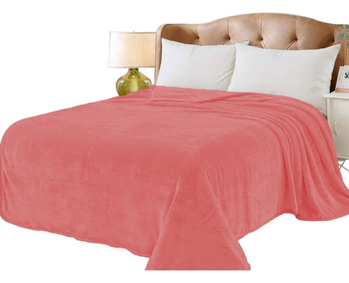 Cobertor Ligero Liso Matrimonial Hotelero Suave Y Calientito Color Coral