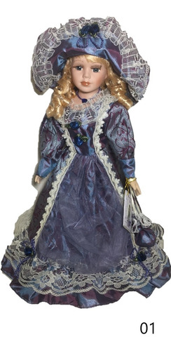 Boneca De Porcelana Dama Antiga De 40cm