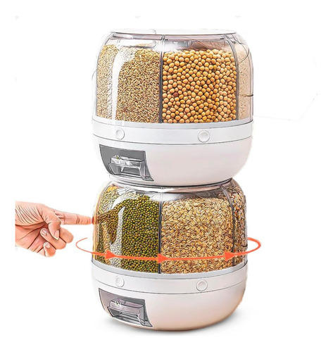Dispenser Organizador De Alimento Giratório 6 Compartimentos