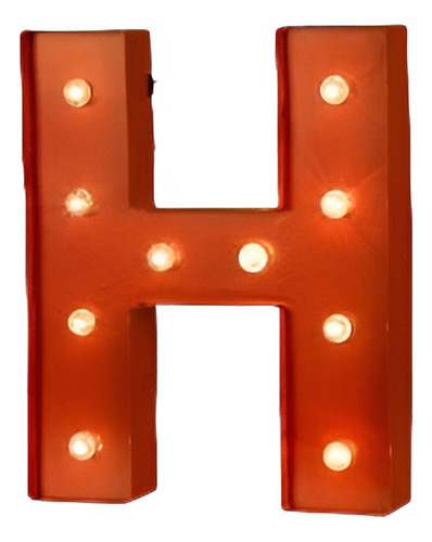 Glitzhome Vintage Marco Led Iluminado Rojo Letra  H  El Sign