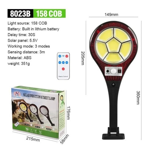 Imagen 6 de 8 de Reflector Luz Solar Con Control Sensor Movimiento Exterior