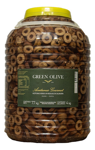 Aceitunas Negras Nat. En Rodajas Green Olive X 4 Kg. Garrafa